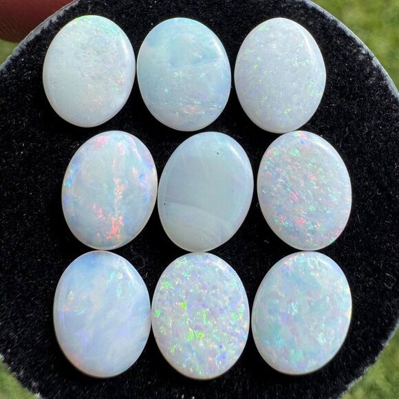 Australian Opal Cabochons Lot - 8.77 carats in Display Box #164